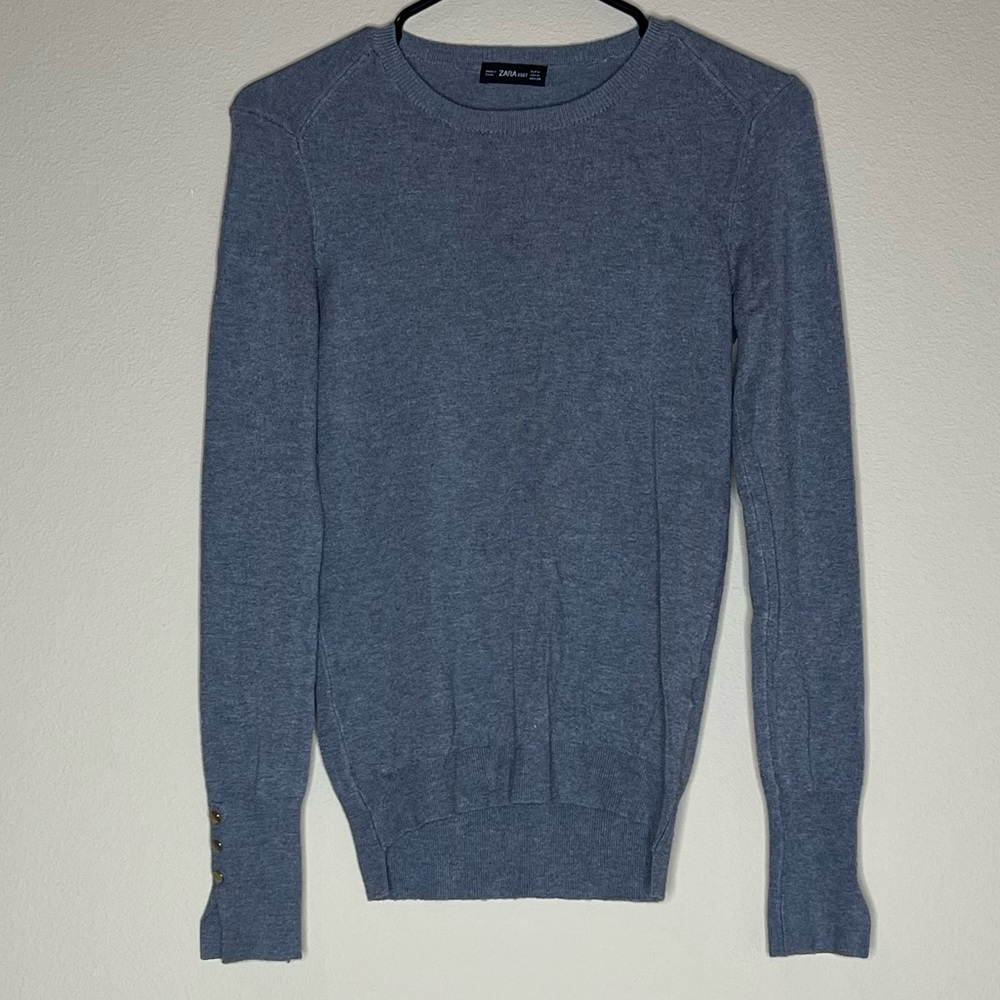 Zara Knit gray sweater button sleeves